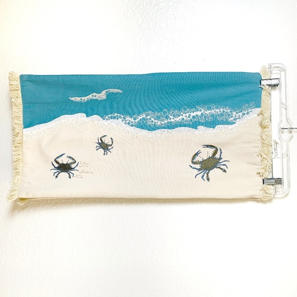 Rightside Design Blue Crab and Waves Lumbar Pillow Shams Two Piece Set Ocean - Picture 1 of 16